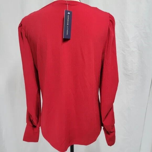 Adrienne Vittadini red long sleeve dressy blouse, size M New with Tags - Picture 3 of 9